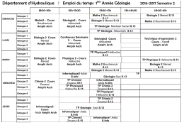 Département d`Hydraulique S Emploi du temps 1ère Année