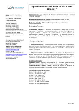 D.U. Hypnose M&eacute;dicale - Universit&eacute; d`Auvergne