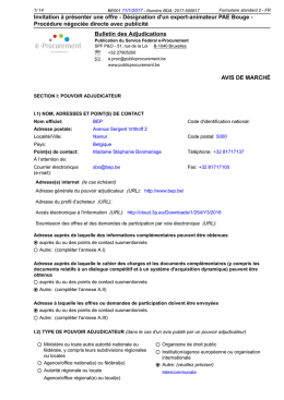 Invitation à présenter une offre - Désignation d`un expert