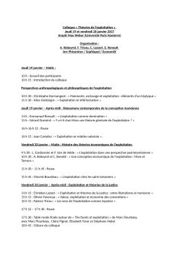 Colloque « Théories de l`exploitation