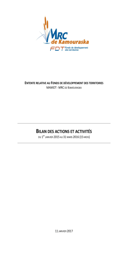 bilan des actions et activités