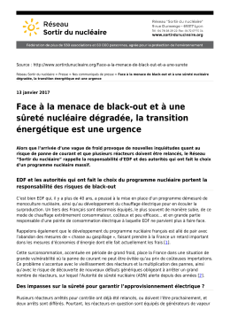 Face à la menace de black-out et à une sûreté nucléaire dégradée