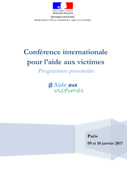 Conf&eacute;rence internationale pour l`aide aux victimes