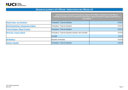 Allowances granted to UCI Officials / Indemnisation des Officiels UCI