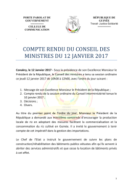 compte rendu du conseil des ministres du 12