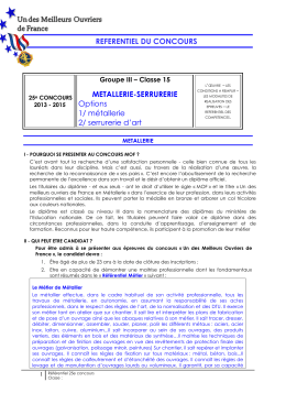 R&eacute;f&eacute;rentiel M&eacute;tier - Concours Un des Meilleurs Ouvriers de France