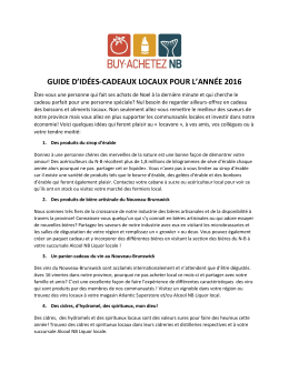 GUIDE D`IDÉES-CADEAUX LOCAUX POUR L`ANNÉE 2016