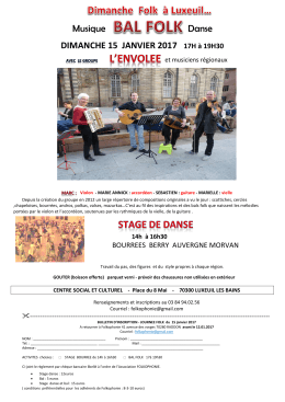 Musique Danse DIMANCHE 15 JANVIER 2017 17H à