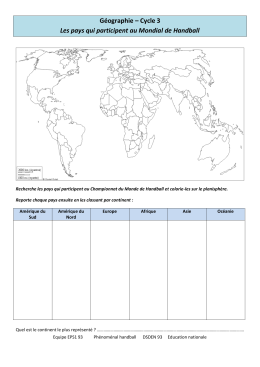 G&eacute;ographie &ndash; Cycle 3 Les pays qui participent au Mondial de