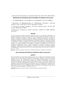 M&eacute;thodes statistiques multivari&eacute;es utilis&eacute;es en &eacute;cologie (PDF