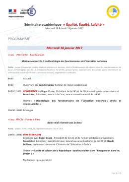 Égalité, Équité, Laïcité » PROGRAMME