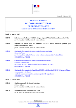 Agenda presse semaine 03 - Préfecture de Seine-et