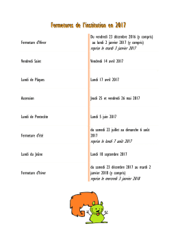 Fermetures de l`institution en 2017