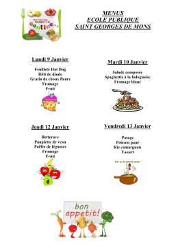 Du 9 au 13 Janvier 2017. - Ville de Saint Georges de Mons