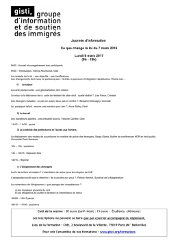 Journée d`information Ce que change la loi du 7 mars 2016 Lundi 6