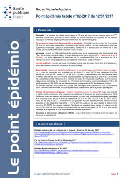 Point au 12 janvier 2016. - InVS