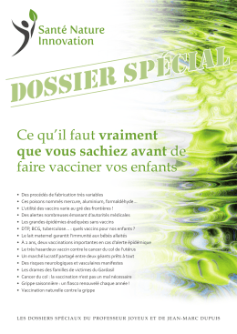 Un PDF de 15 pages sur les vaccinations par le professeur Joyeux