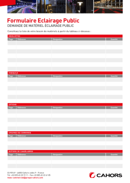 Formulaire Eclairage Public - Blog Solutions Cahors