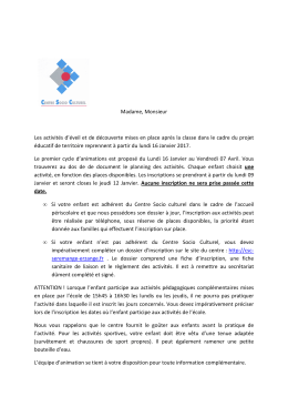 courrier accompagnant le planning