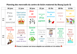 Planning Maternelle Bourg des mercredis cycle 3