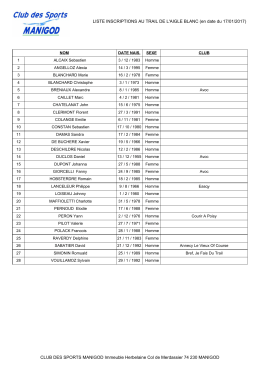 LISTE INSCRIPTIONS AU TRAIL DE L`AIGLE BLANC (en date du 08