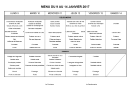 menu du 9 au 14 janvier 2017