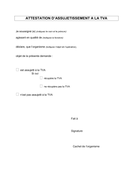 attestation d`assujetissement a la tva - Région Ile-de