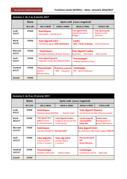 T&eacute;l&eacute;charger l`emploi de temps du deuxi&egrave;me semestre DCEM1