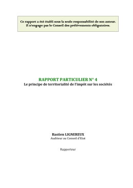 Le principe de territorialité de l`impôt sur les