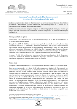 Annonce d`un arr&ecirc;t de Grande Chambre concernant les
