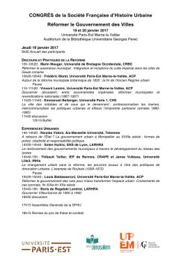 CONGRÈS de la Société Française d`Histoire Urbaine Réformer le