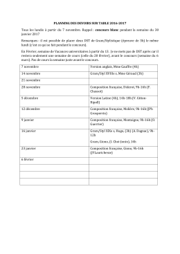 PLANNING DES DEVOIRS SUR TABLE 2016