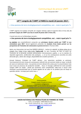 14&egrave;me congr&egrave;s de l`UNPT &agrave; PARIS le mardi 24 janvier 2017