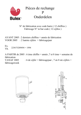 Pièces de rechange P Onderdelen