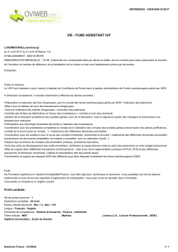 Offre VIE - FUND ASSISTANT H/F