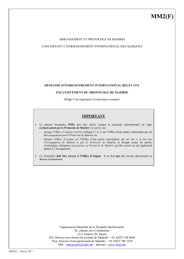 Demande d`enregistrement international relevant