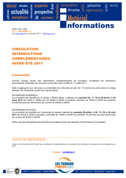 circulation interdictions complémentaires hiver-été 2017