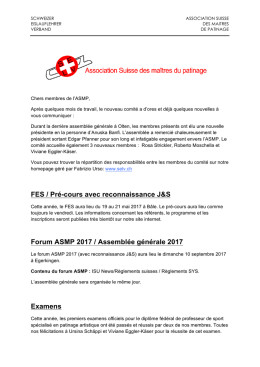 Newsletter ASMP - des Schweizer Eislauflehrer Verband (SELV)