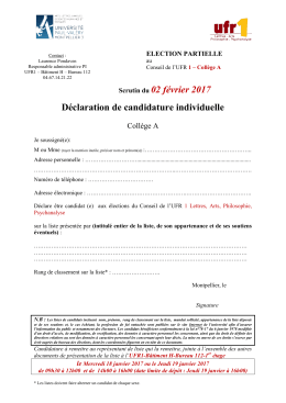 Déclaration individuelle de candidature – collège A