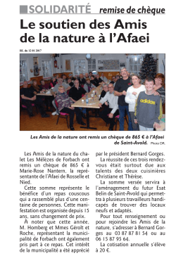 Le soutien des Amis de la nature 脿 l.Afaei