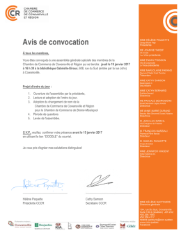 Avis de convocation - Chambre de Commerce de Cowansville et