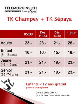 Tarifs et ouvertures Champoussin dès le 08.01.2017