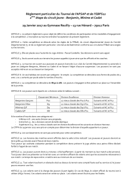 CJ75 - Les Plumes - Règlement 2017