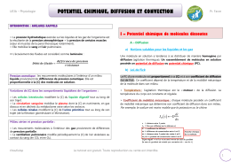 potentiel chimique, diffusion et convection