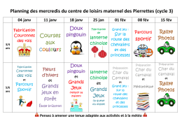 Planning Maternelle Pierrettes des mercredis