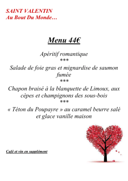 Menu St Valentin