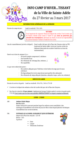 info camp...d`hivertissant - Ville de Sainte