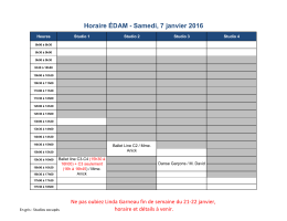 Horaire de la troupe ÉDAM du 7 et 8 janvier 2017 est disponible