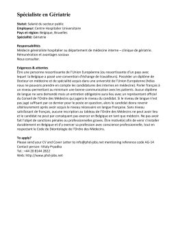 Sp&eacute;cialiste en G&eacute;riatrie - PhD