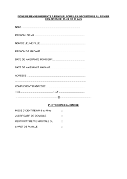 fiche de renseignements a remplir pour les